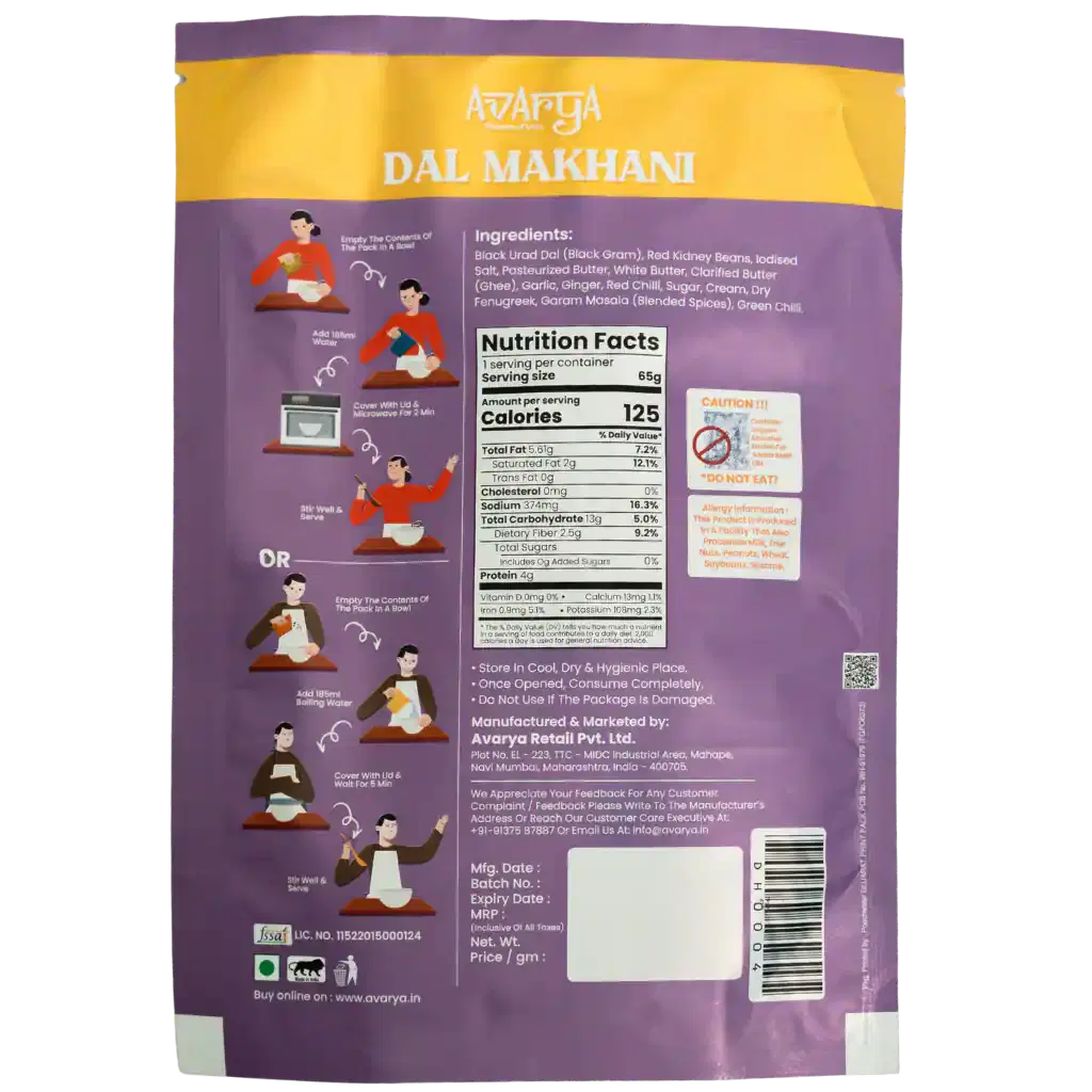 Dehydrated Dal Makhani - Daal Makhni Packed Travel Food-02