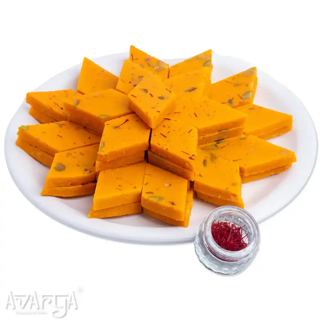 Kesar Kaju Katli - Saffron Cashew Indian Sweet-04