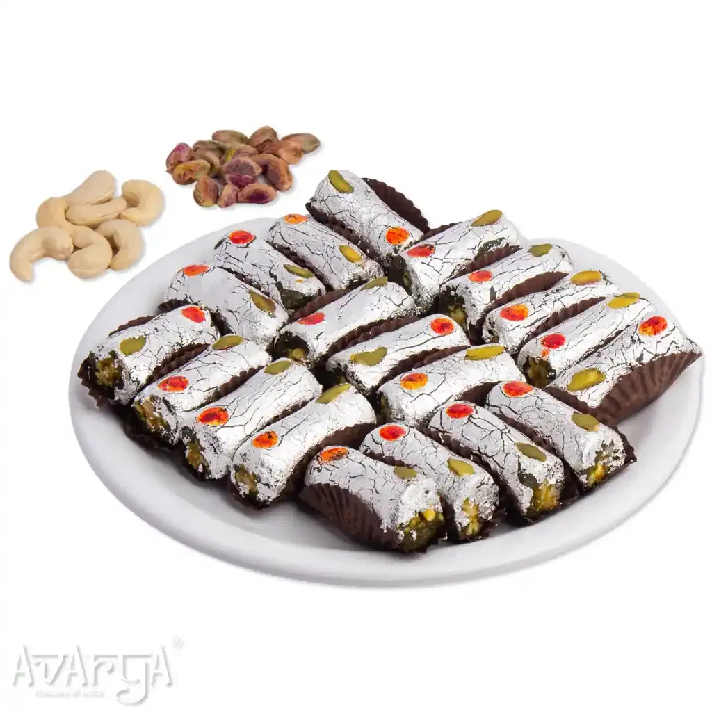 Kaju Pista Roll - Cashew Pistachio Roll-01