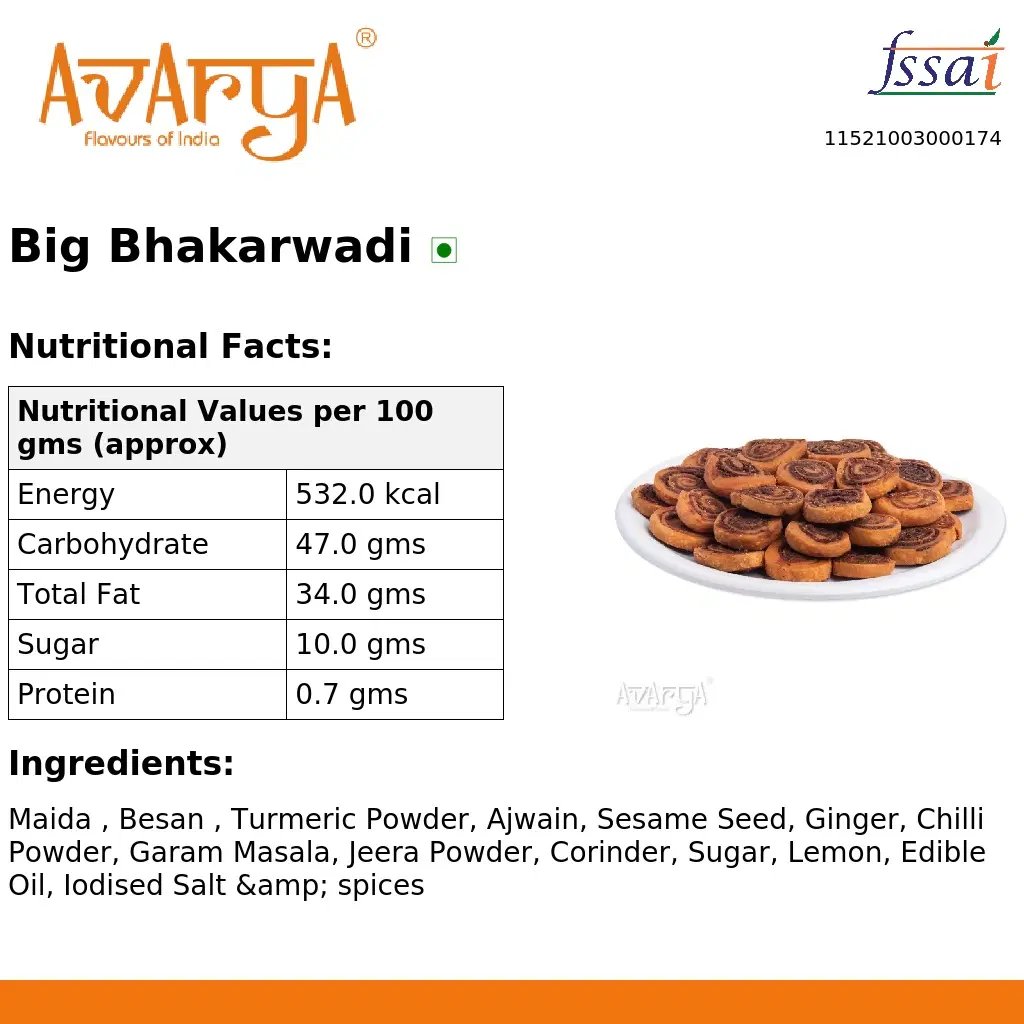 Ingredients And Nutrition Facts Of Big Bhakarwadi