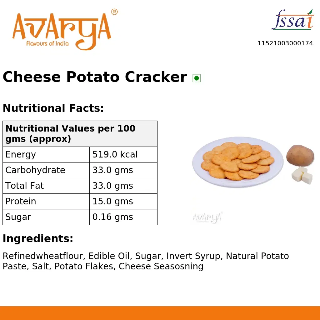 Ingredients And Nutrition Facts Of Cheese Potato Cracker