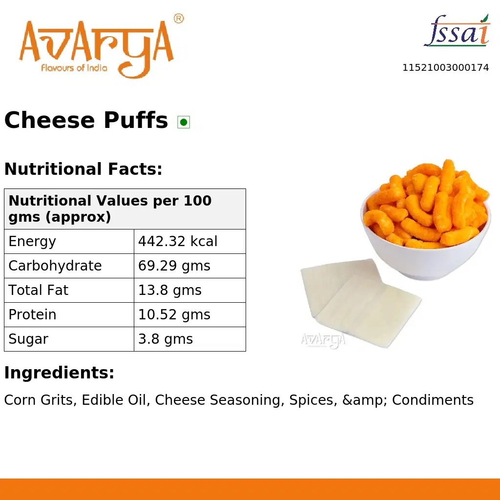 Ingredients And Nutrition Facts Of Cheese Puffs