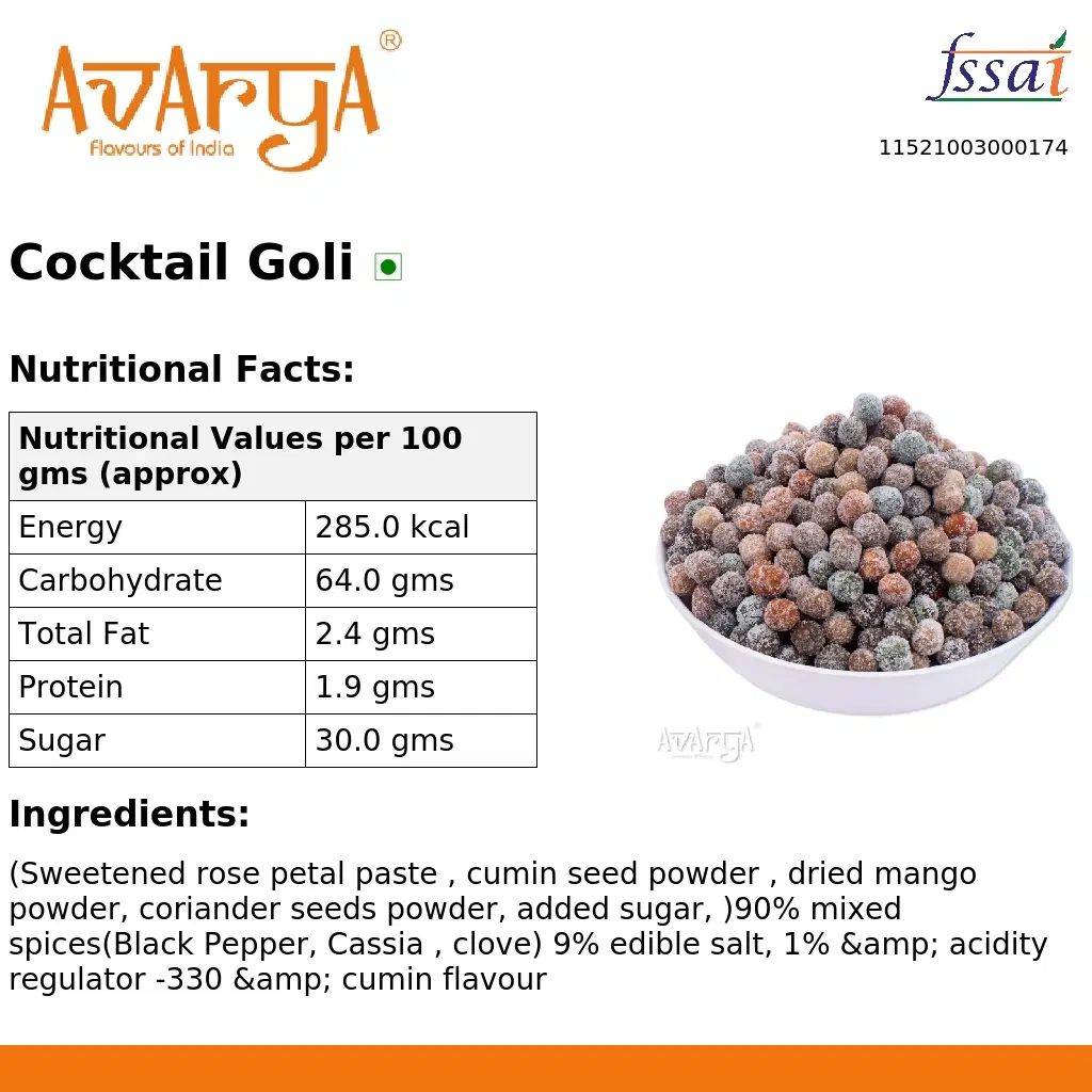 Ingredients And Nutrition Facts Of Cocktail Goli
