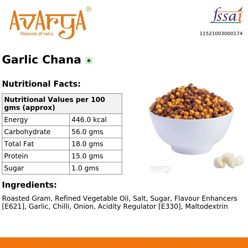Ingredients And Nutrition Facts Of Garlic Chana