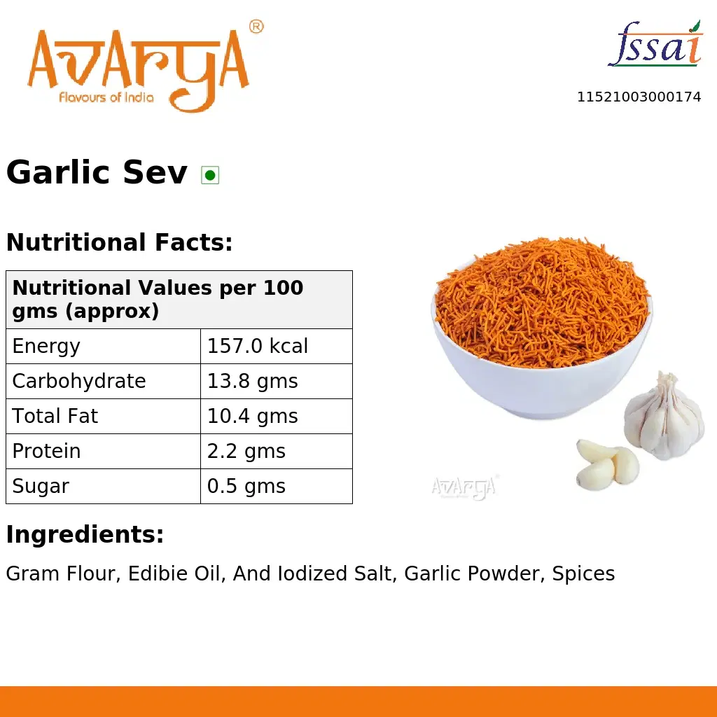 Ingredients And Nutrition Facts Of Garlic Sev