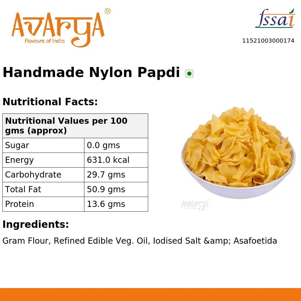 Ingredients And Nutrition Facts Of Handmade Nylon Papdi