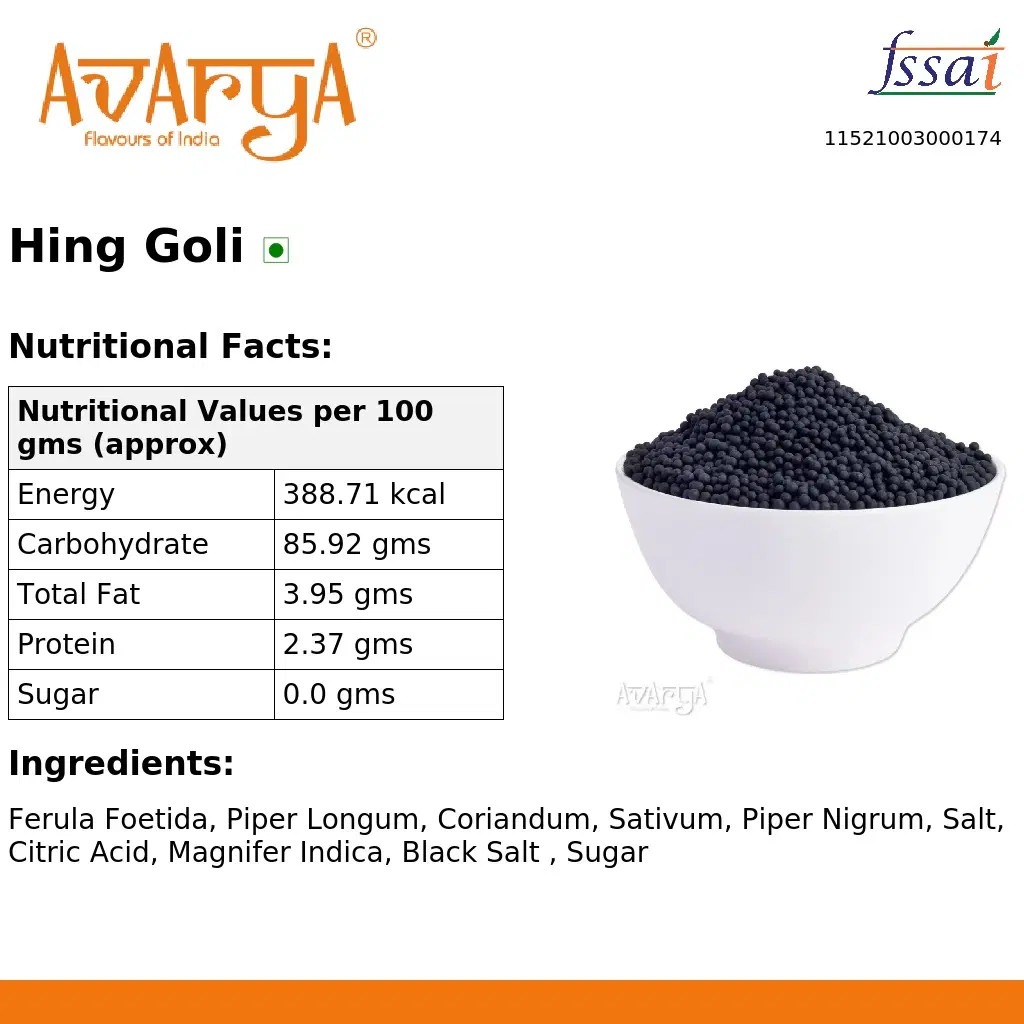 Ingredients And Nutrition Facts Of Hing Goli