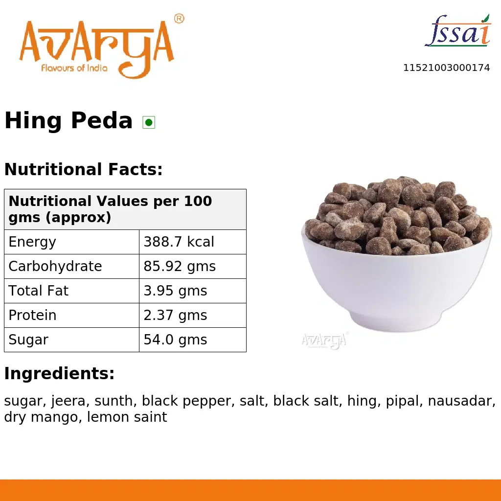 Ingredients And Nutrition Facts Of Hing Peda
