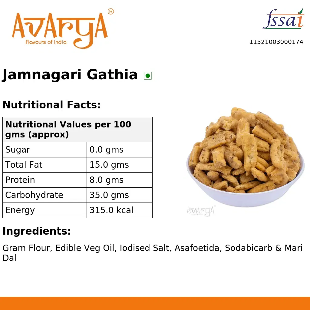 Ingredients And Nutrition Facts Of Jamnagari Gathia