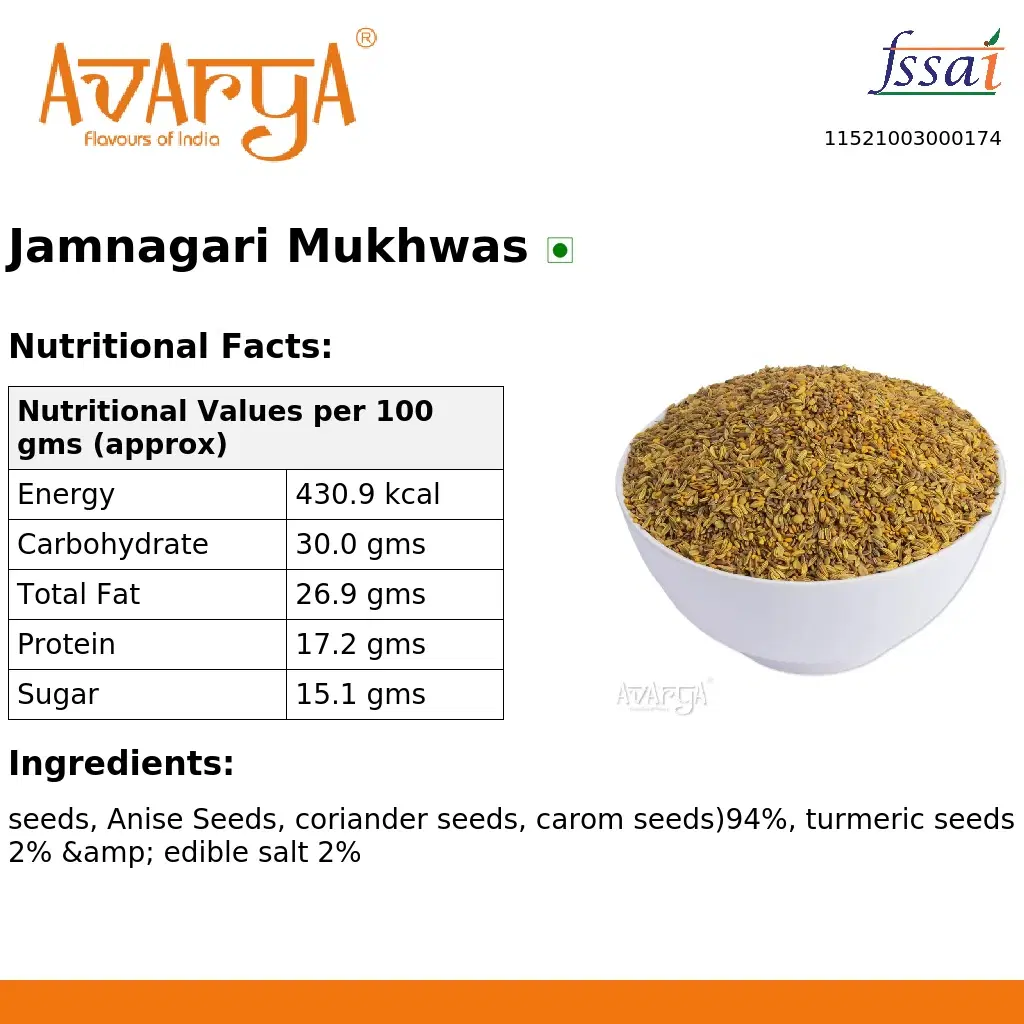 Ingredients And Nutrition Facts Of Jamnagari Mukhwas
