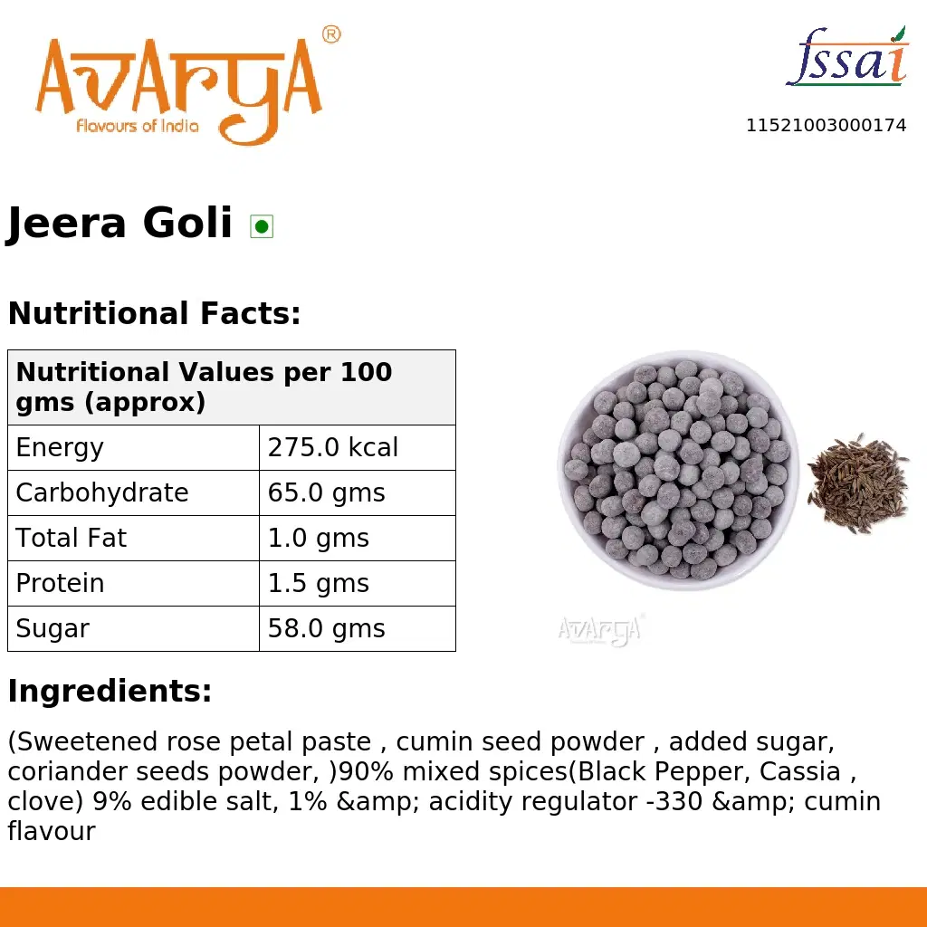 Ingredients And Nutrition Facts Of Jeera Goli