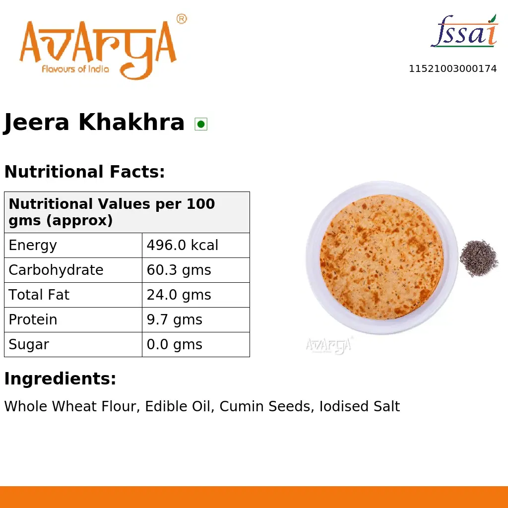 Ingredients And Nutrition Facts Of Jeera Khakhra