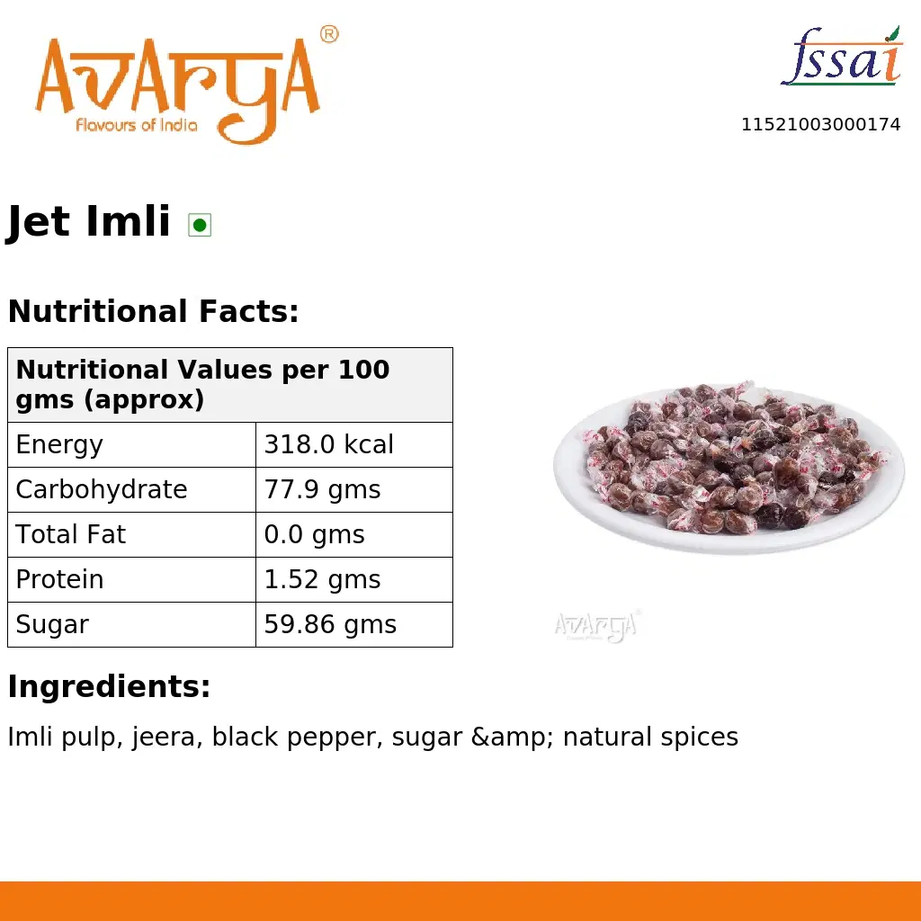 Ingredients And Nutrition Facts Of Jet Imli