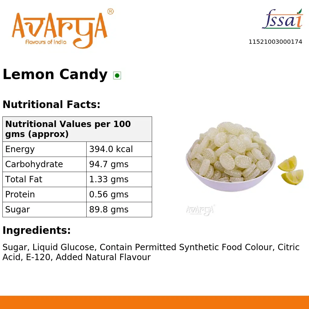 Ingredients And Nutrition Facts Of Lemon Candy