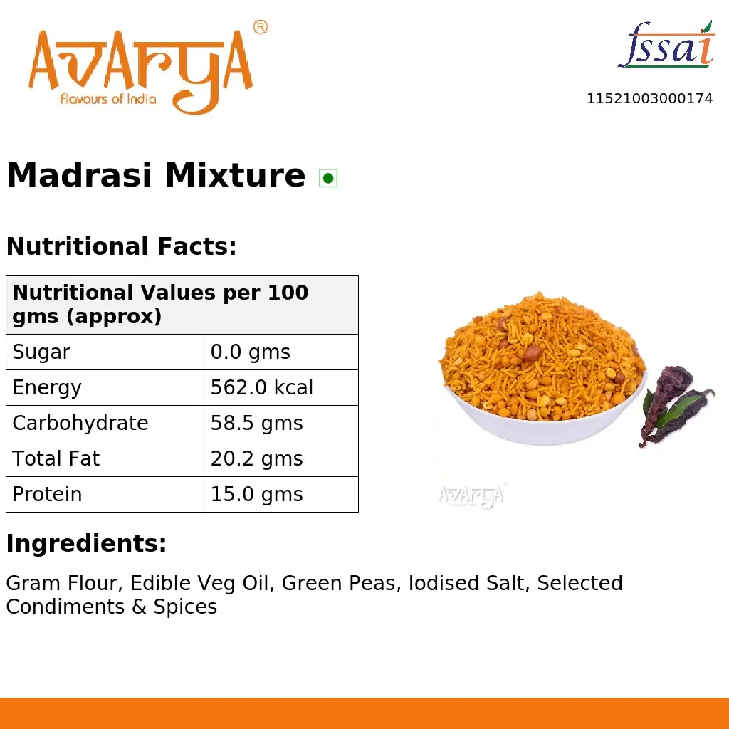 Ingredients And Nutrition Facts Of Madrasi Mixture