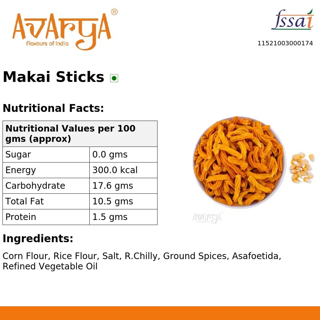Ingredients And Nutrition Facts Of Makai Sticks