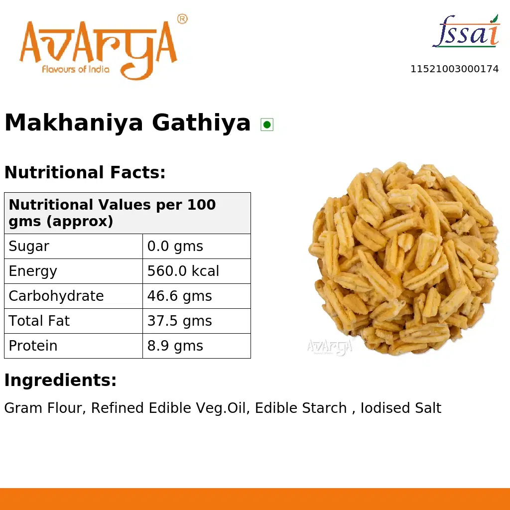 Ingredients And Nutrition Facts Of Makhaniya Gathiya
