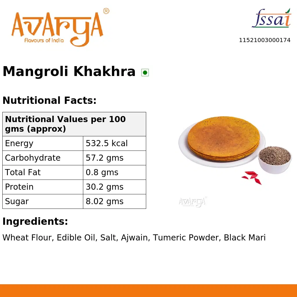 Ingredients And Nutrition Facts Of Mangroli Khakhra