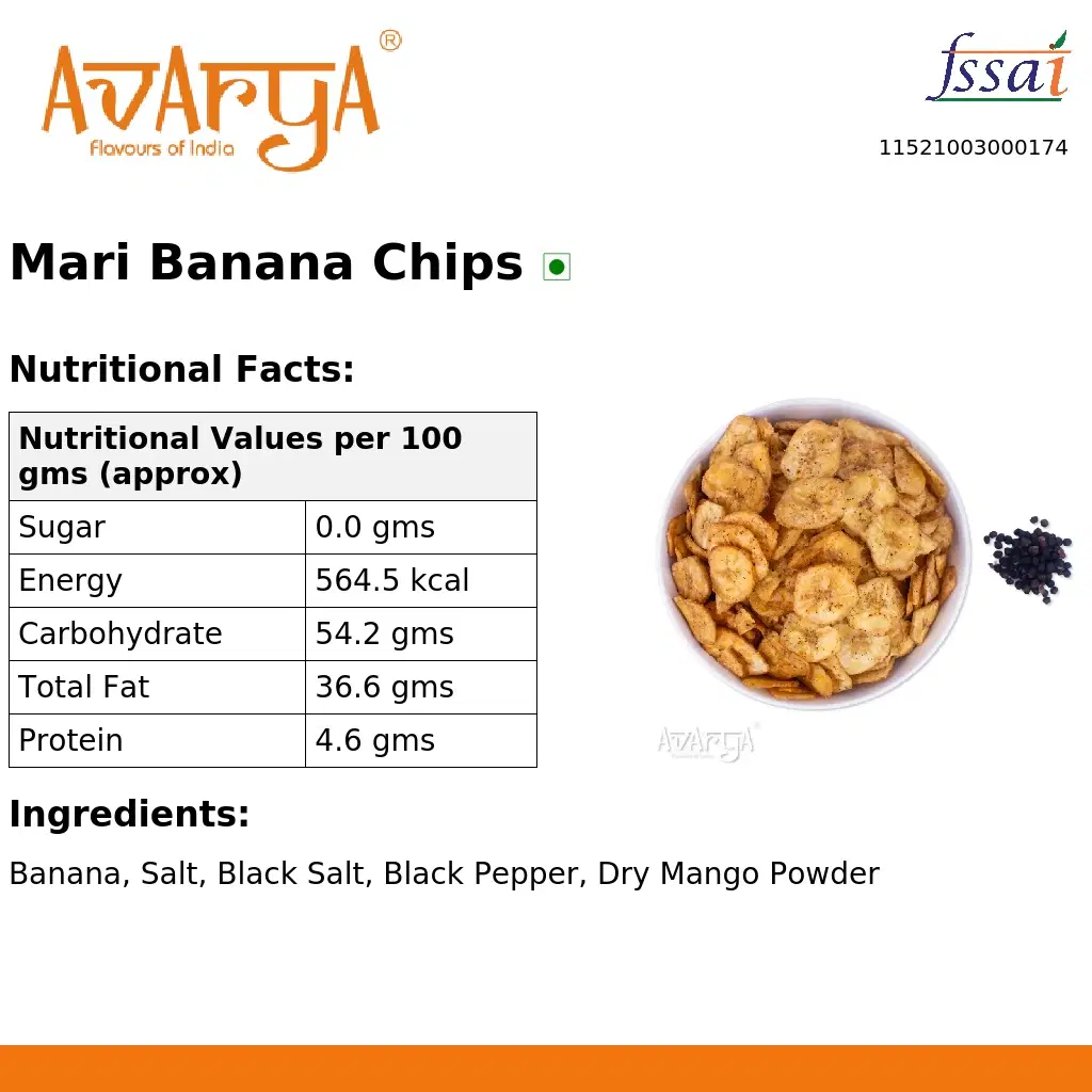 Ingredients And Nutrition Facts Of Mari Banana Chips