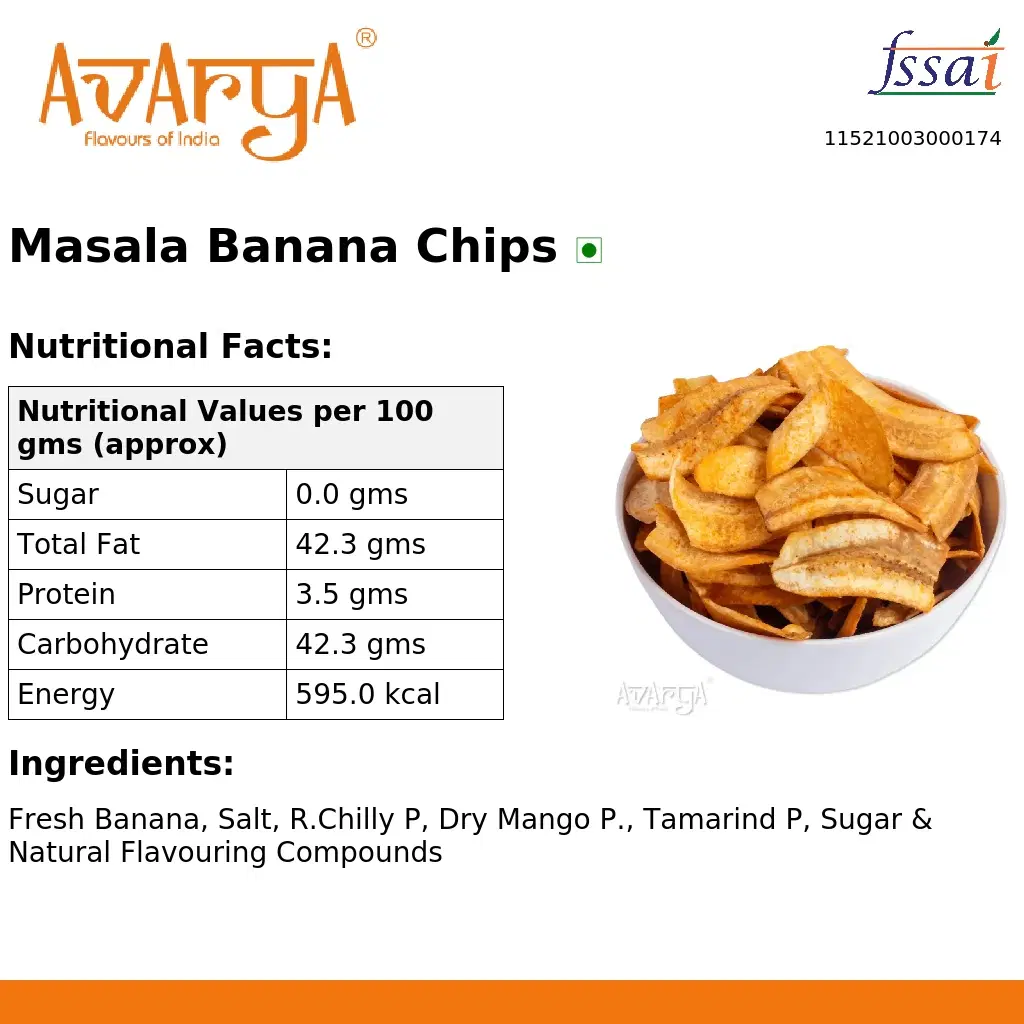 Ingredients And Nutrition Facts Of Masala Banana Chips