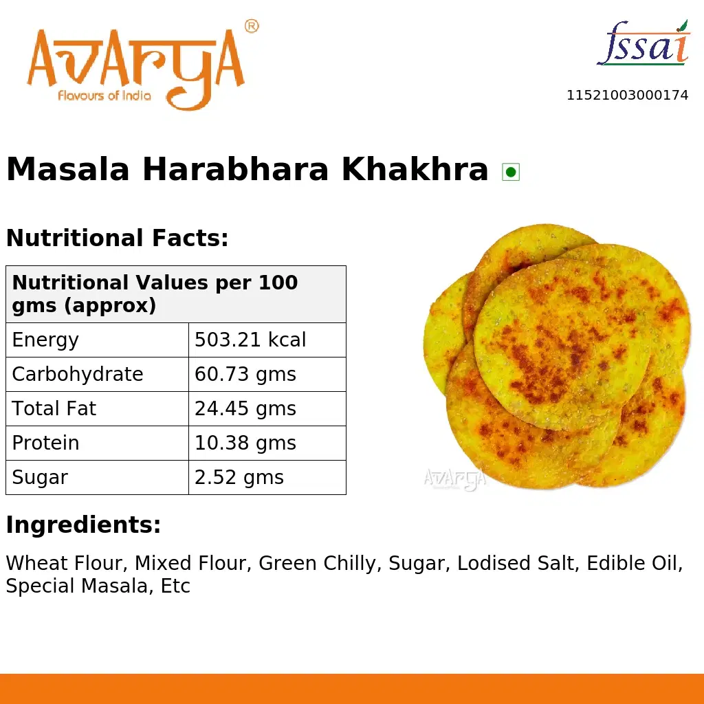 Ingredients And Nutrition Facts Of Masala Harabhara Khakhra