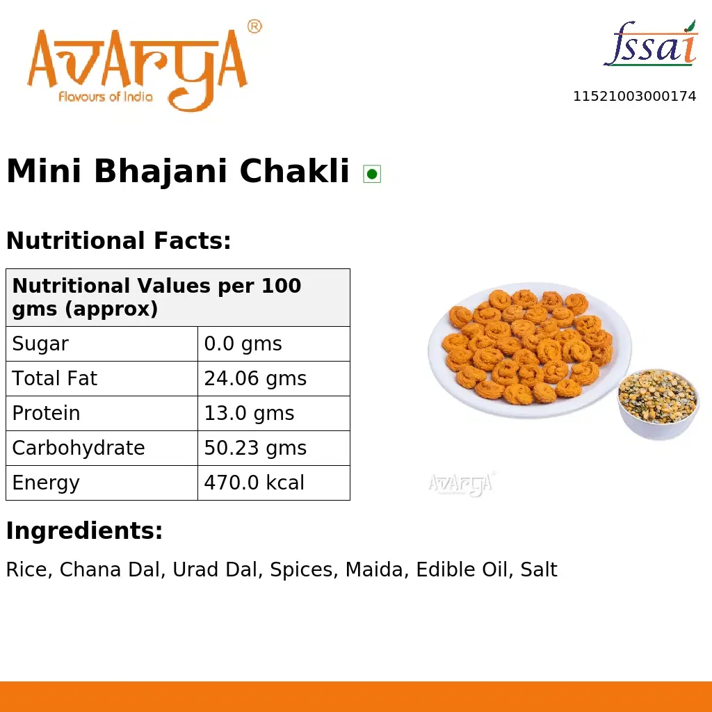 Ingredients And Nutrition Facts Of Mini Bhajani Chakli