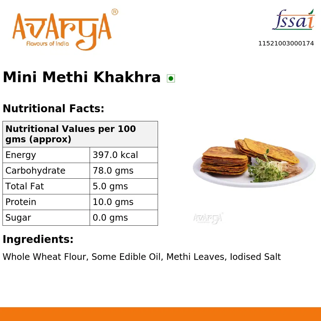 Ingredients And Nutrition Facts Of Mini Methi Khakhra