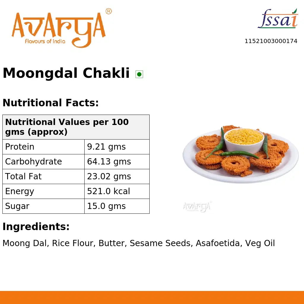 Ingredients And Nutrition Facts Of Moongdal Chakli