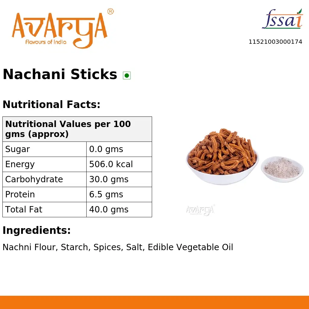 Ingredients And Nutrition Facts Of Nachani Sticks