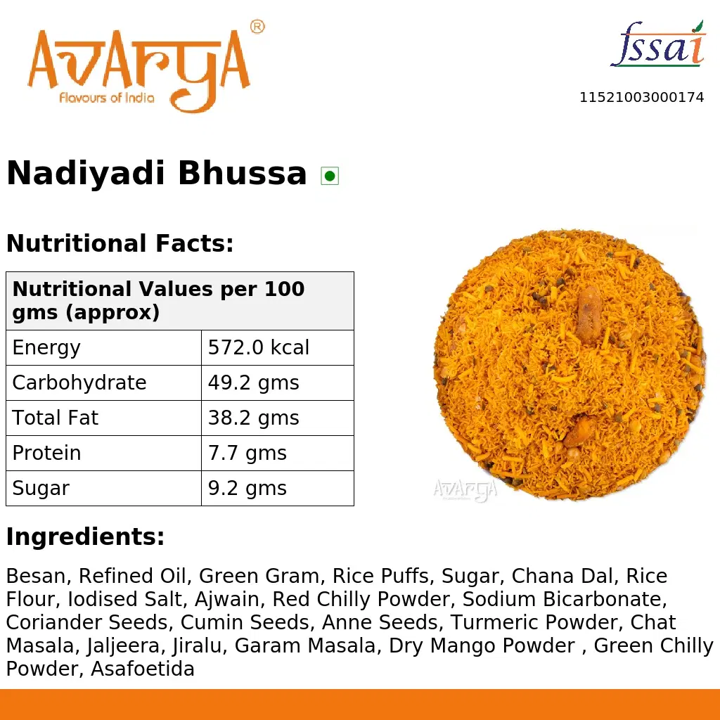 Ingredients And Nutrition Facts Of Nadiyadi Bhussa