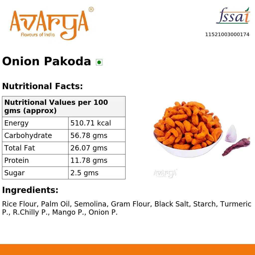 Ingredients And Nutrition Facts Of Onion Pakoda