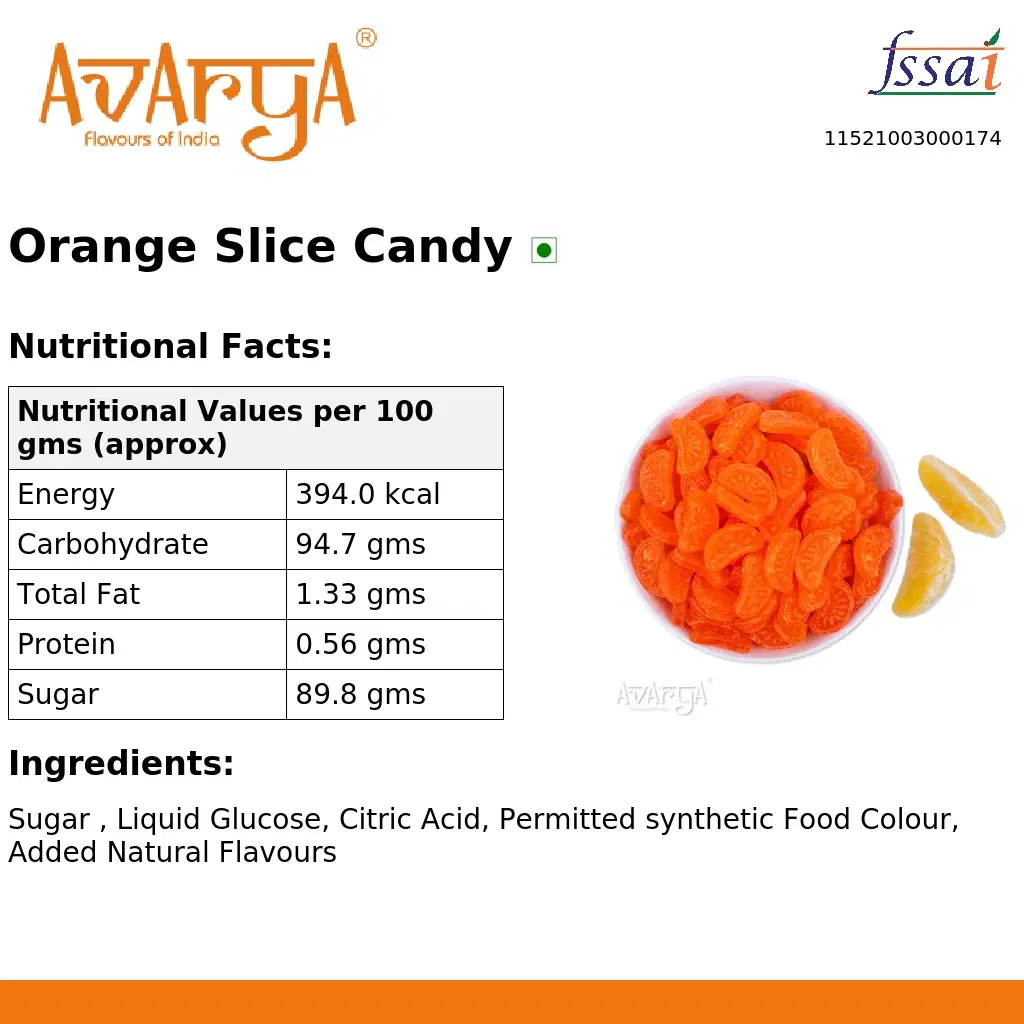 Ingredients And Nutrition Facts Of Orange Slice Candy