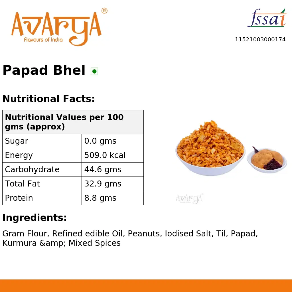 Ingredients And Nutrition Facts Of Papad Bhel