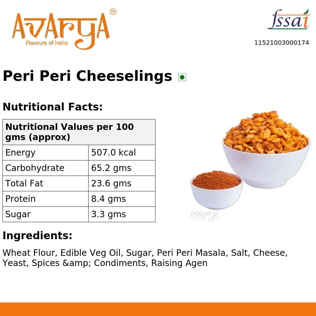 Ingredients And Nutrition Facts Of Peri Peri Cheeselings