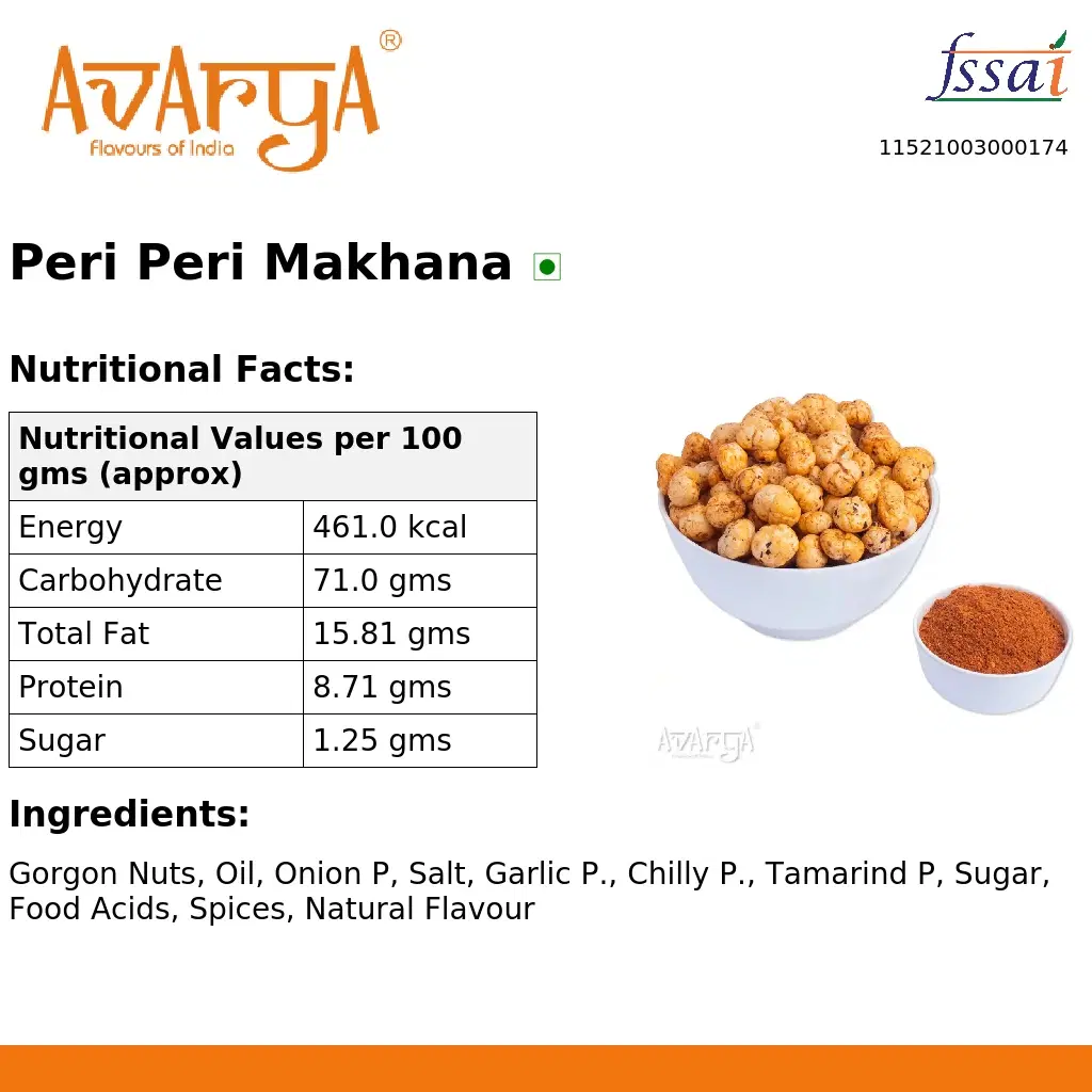 Ingredients And Nutrition Facts Of Peri Peri Makhana