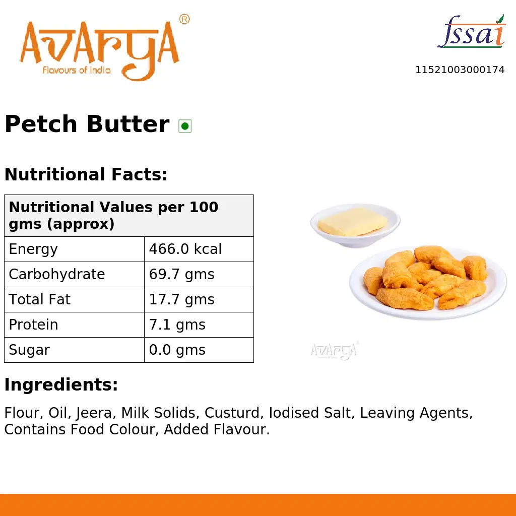 Ingredients And Nutrition Facts Of Petch Butter