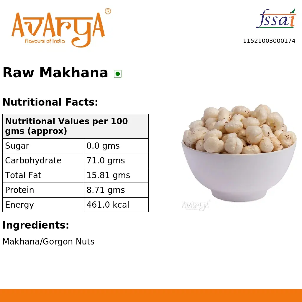 Ingredients And Nutrition Facts Of Raw Makhana