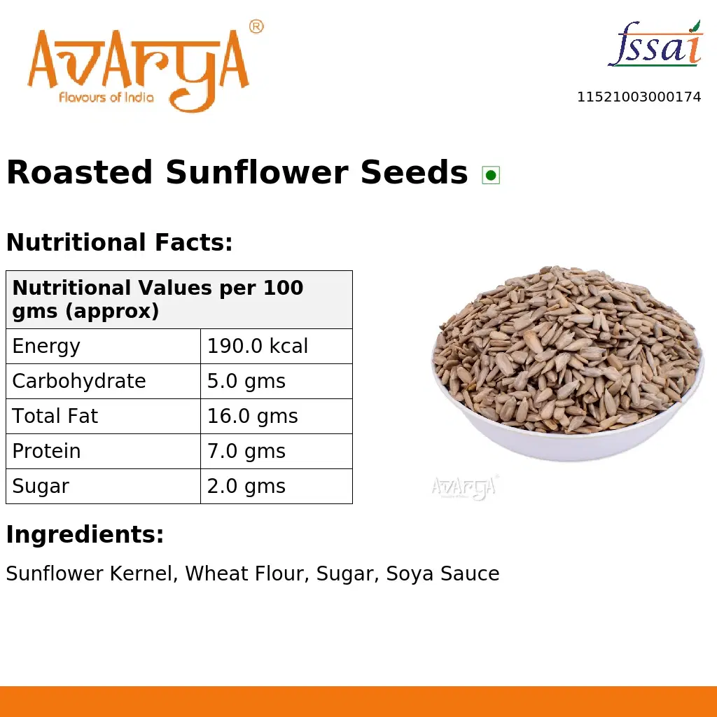 Ingredients And Nutrition Facts Of Roasted Sunflower Seeds