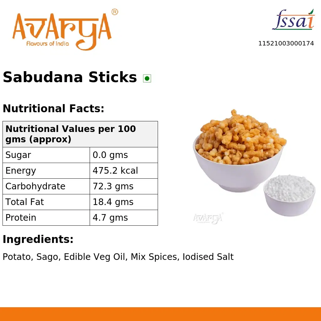 Ingredients And Nutrition Facts Of Sabudana Sticks