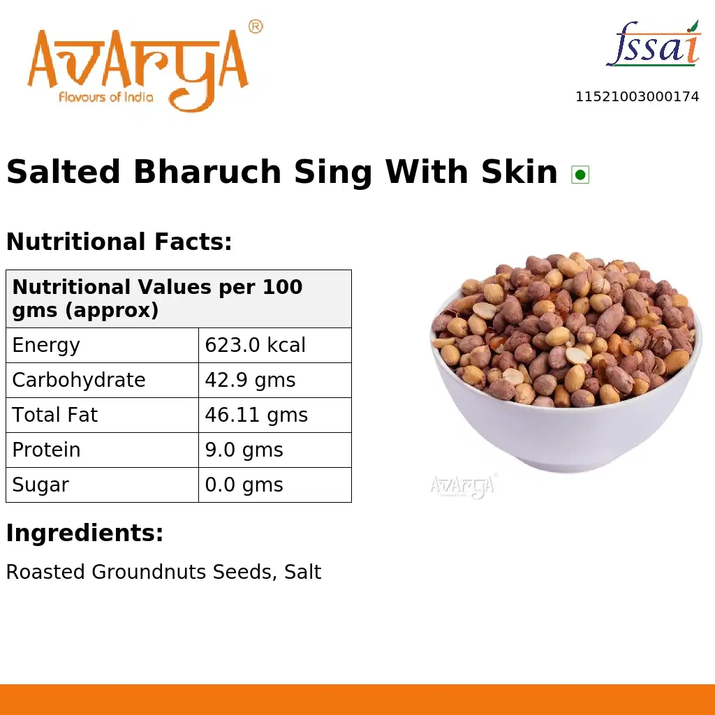 Ingredients And Nutrition Facts Of Salted Bharuch Sing With Skin