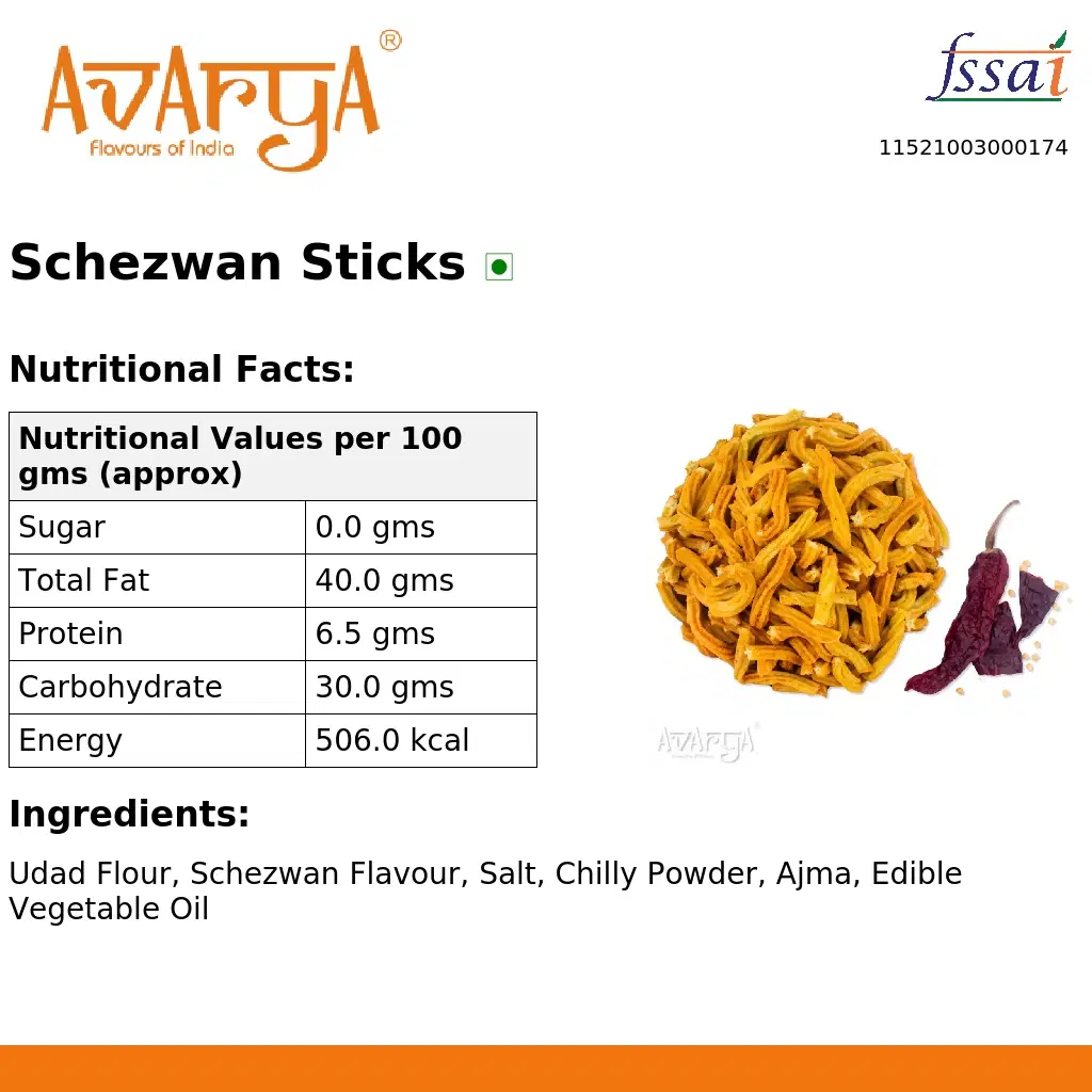 Ingredients And Nutrition Facts Of Schezwan Sticks