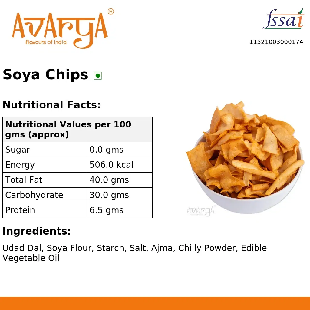 Ingredients And Nutrition Facts Of Soya Chips