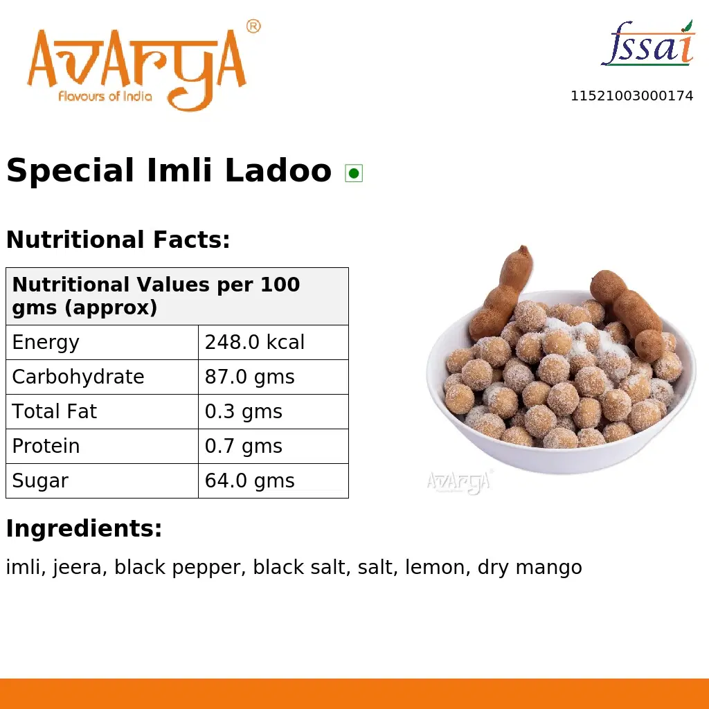 Ingredients And Nutrition Facts Of Special Imli Ladoo