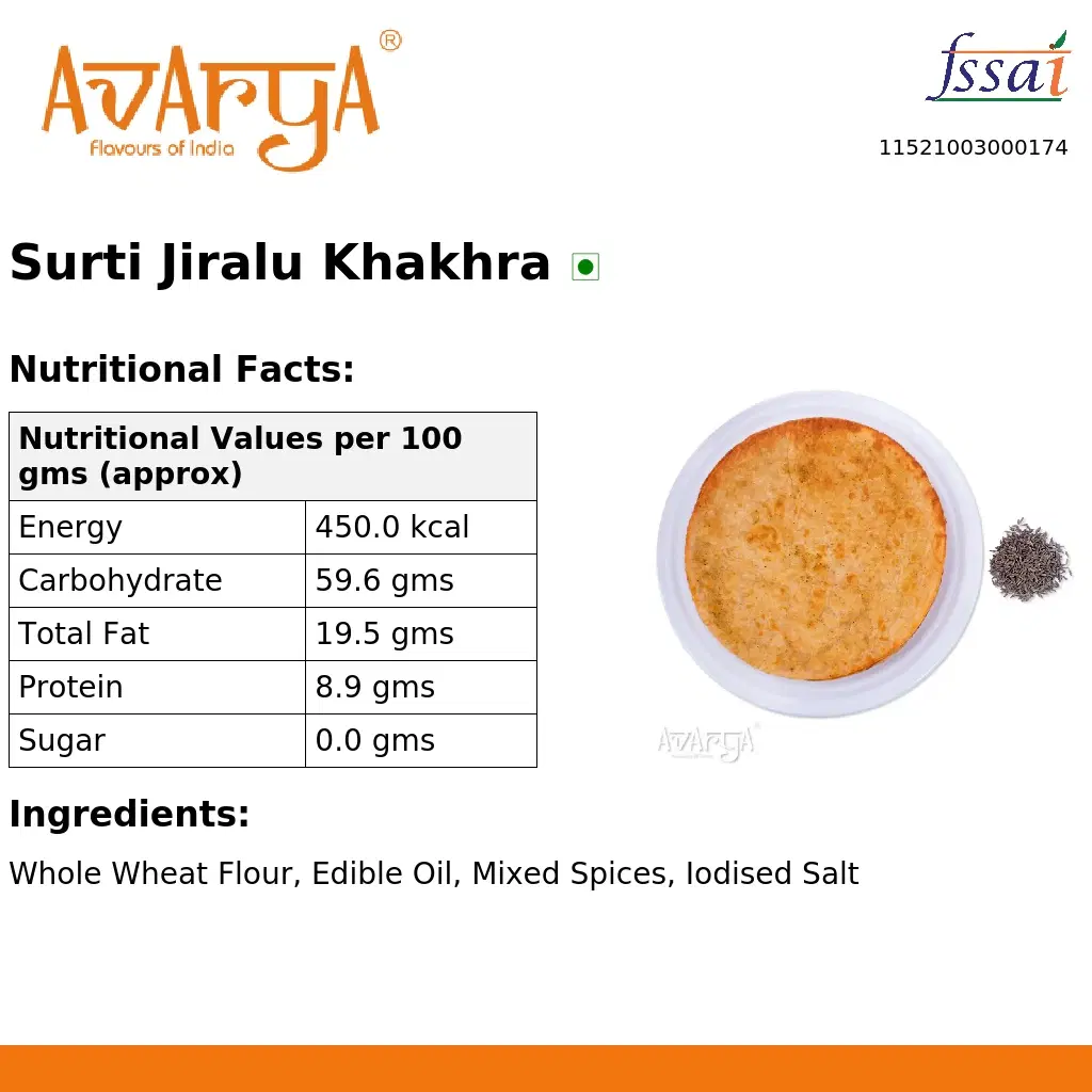 Ingredients And Nutrition Facts Of Surti Jiralu Khakhra