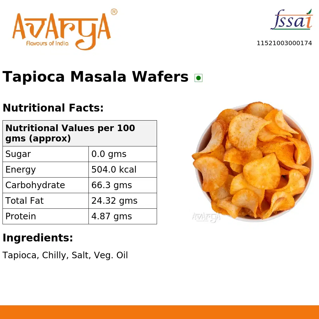 Ingredients And Nutrition Facts Of Tapioca Masala Wafers