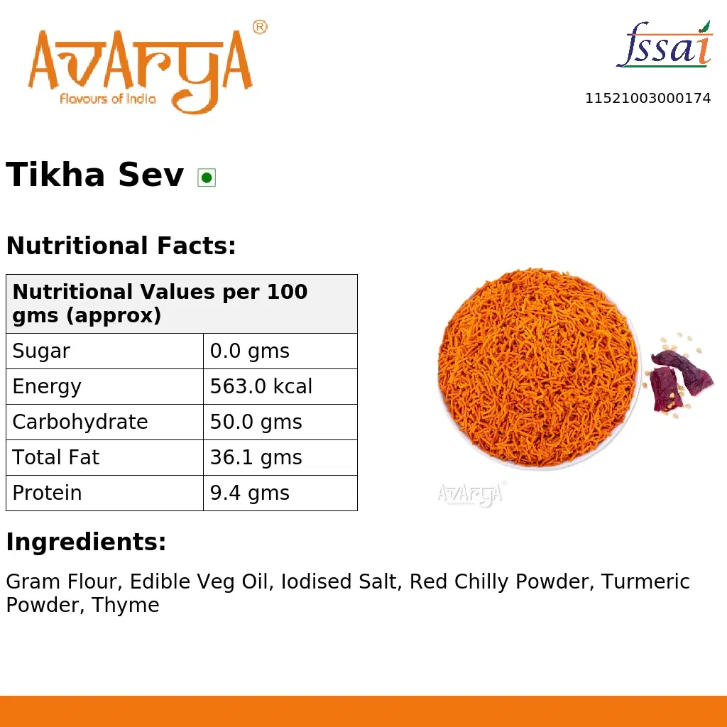 Ingredients And Nutrition Facts Of Tikha Sev
