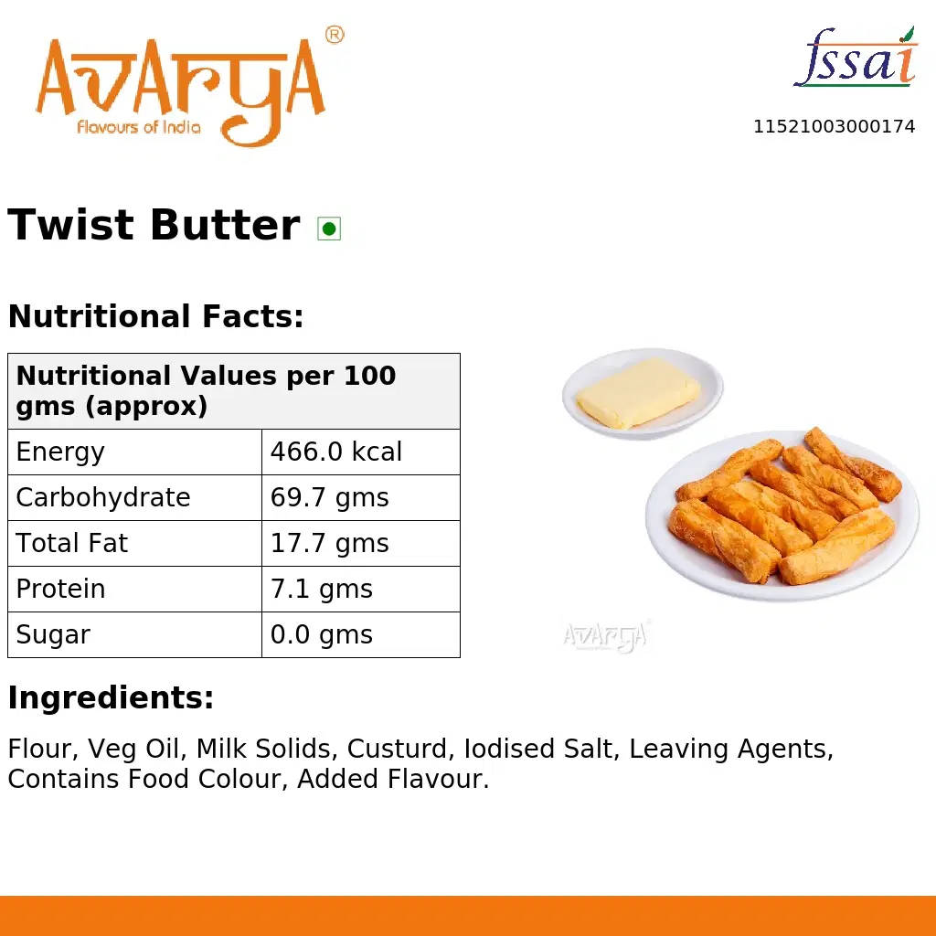 Ingredients And Nutrition Facts Of Twist Butter