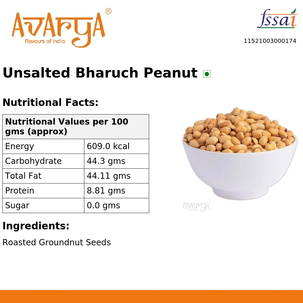Ingredients And Nutrition Facts Of Unsalted Bharuch Peanut