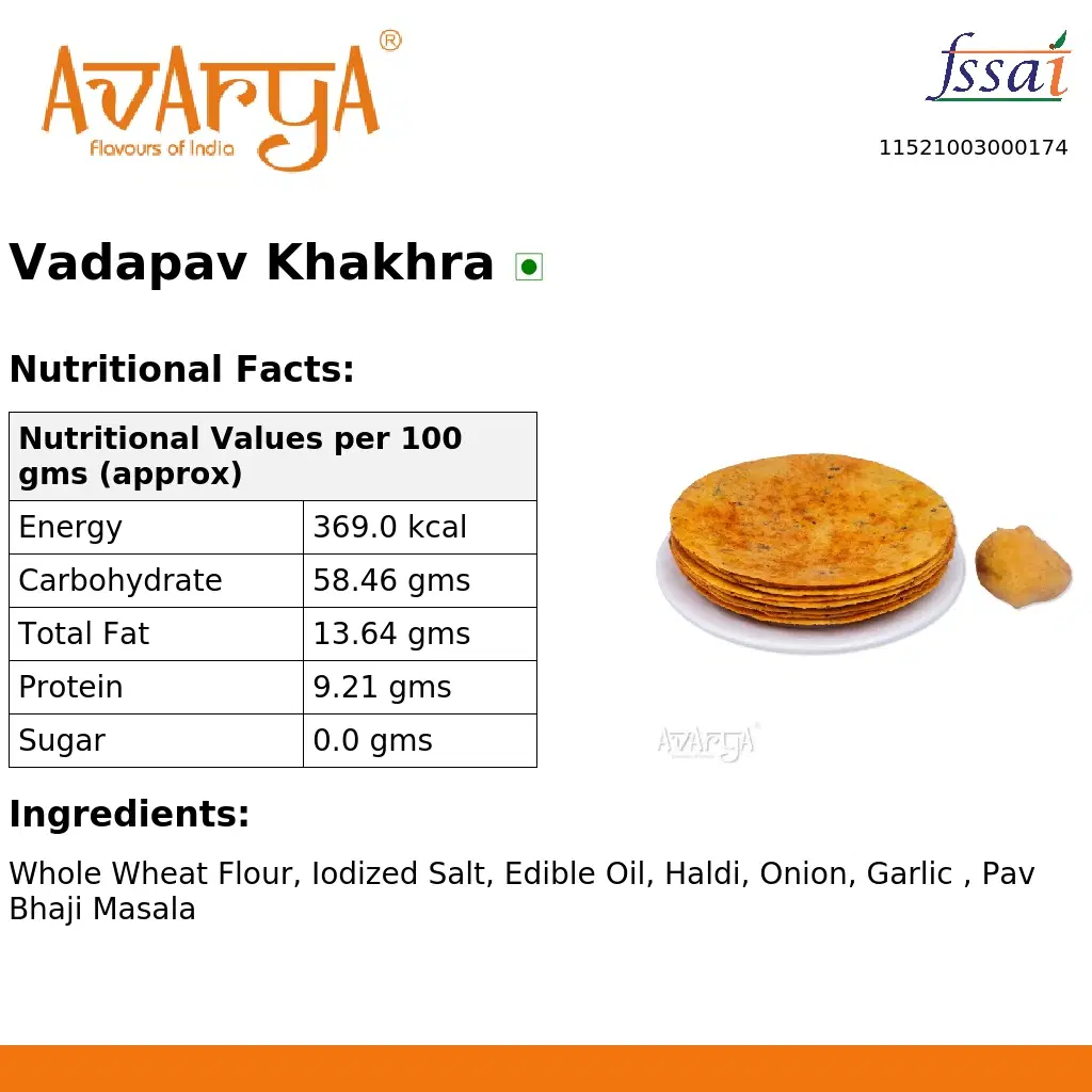 Ingredients And Nutrition Facts Of Vadapav Khakhra